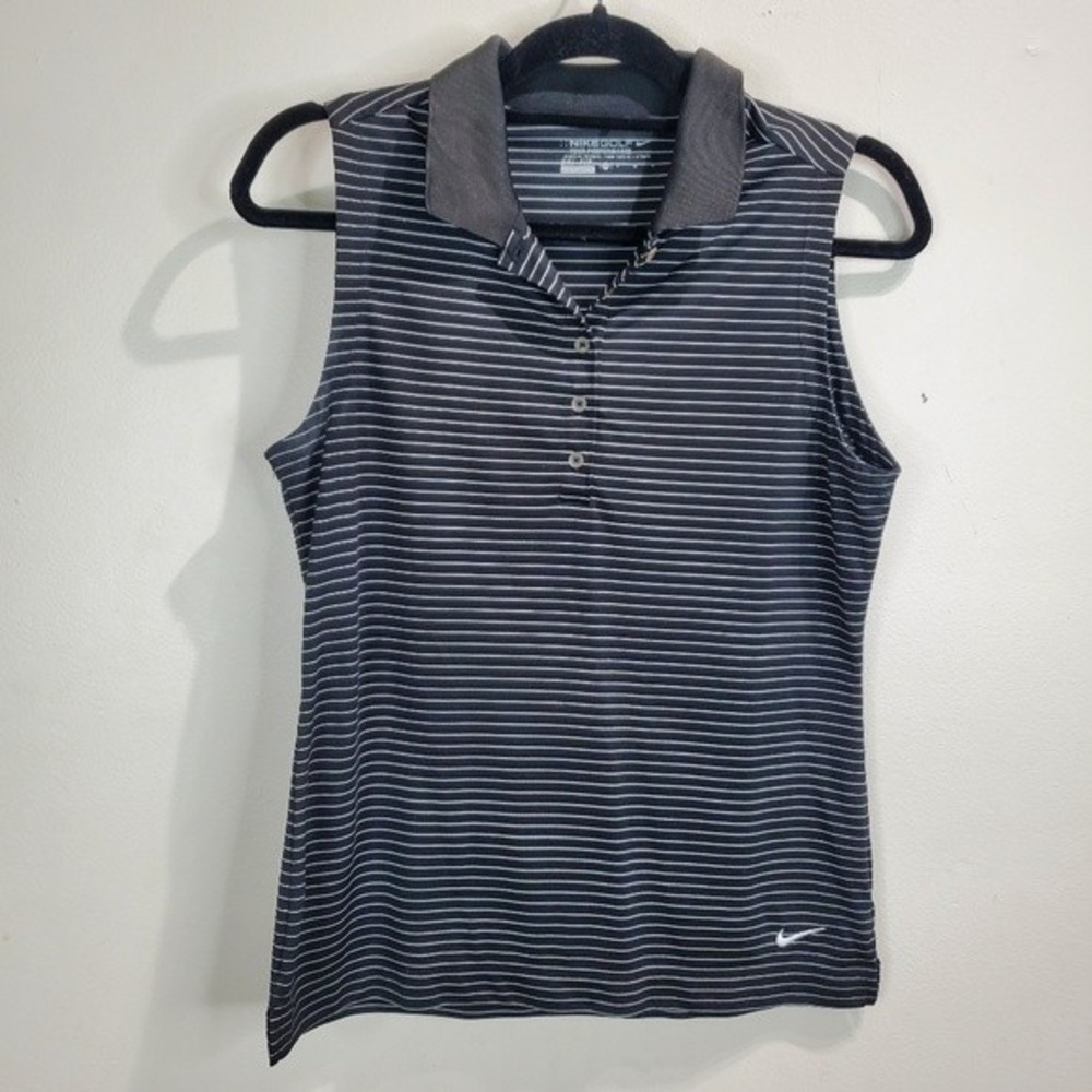 Nike Top Womens  Black Stripe Sleeveless DriFit Lightweight Golf Tennis medium